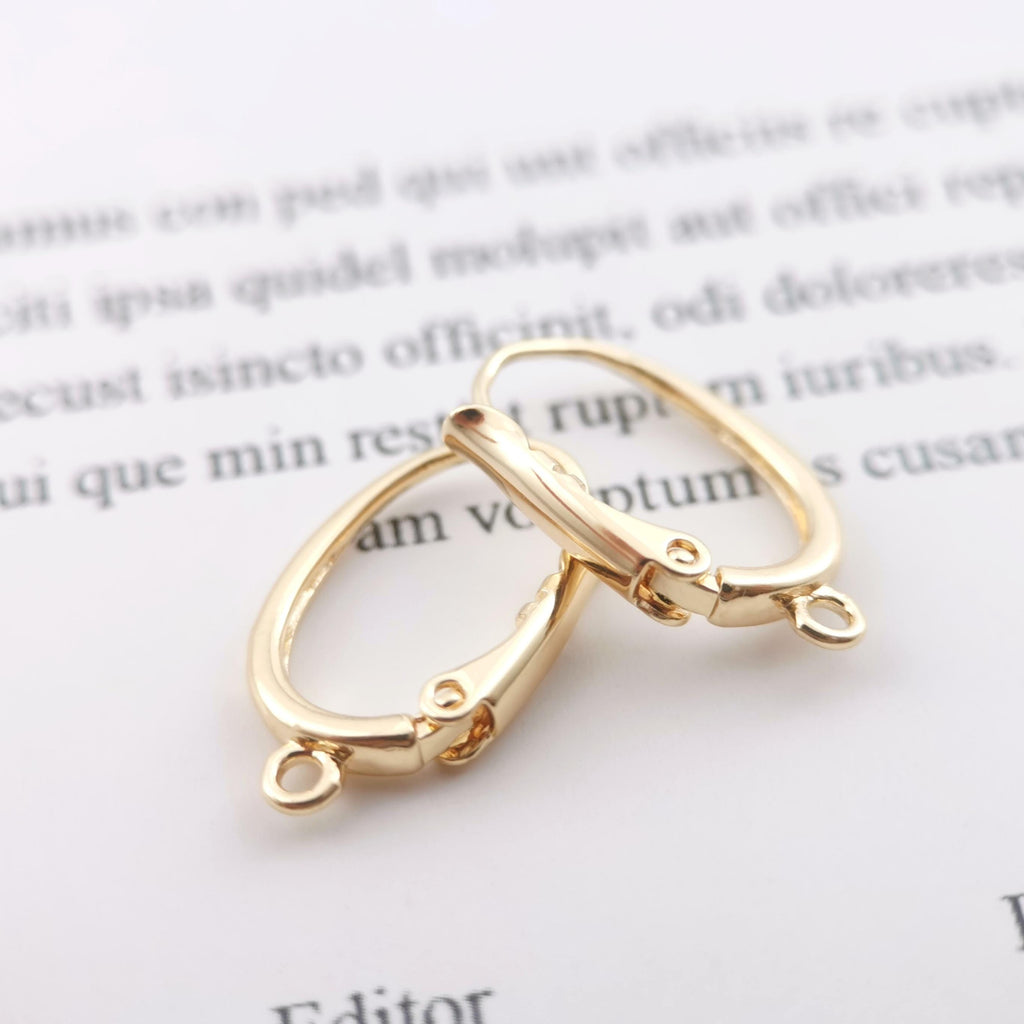 10PCS 14K Gold Plated Oval Hoop Earring, Huggie Hoops Earring Parts, Spring Ear Hoops, 19.7mm, Oval Hoop earring  for Jewelry Making Z067