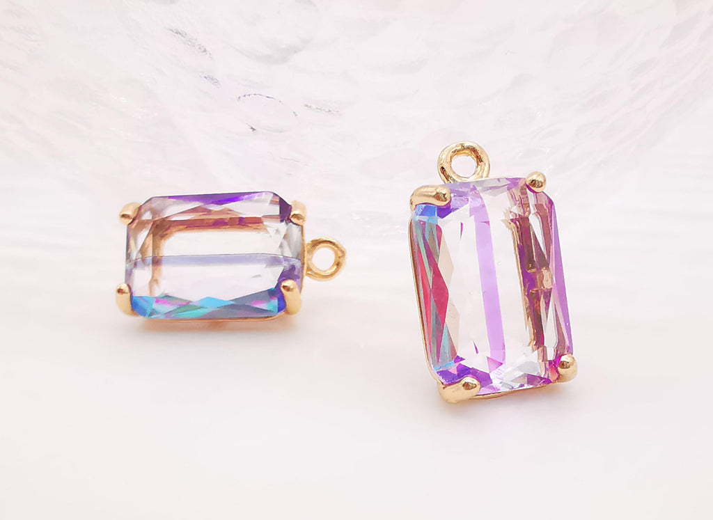 5pcs Colorful Crystal Charm, Crystal Pendant, Bracelet Necklace Pendant, Gold Plated Glass Charm, Jewelry Findings L005-F257