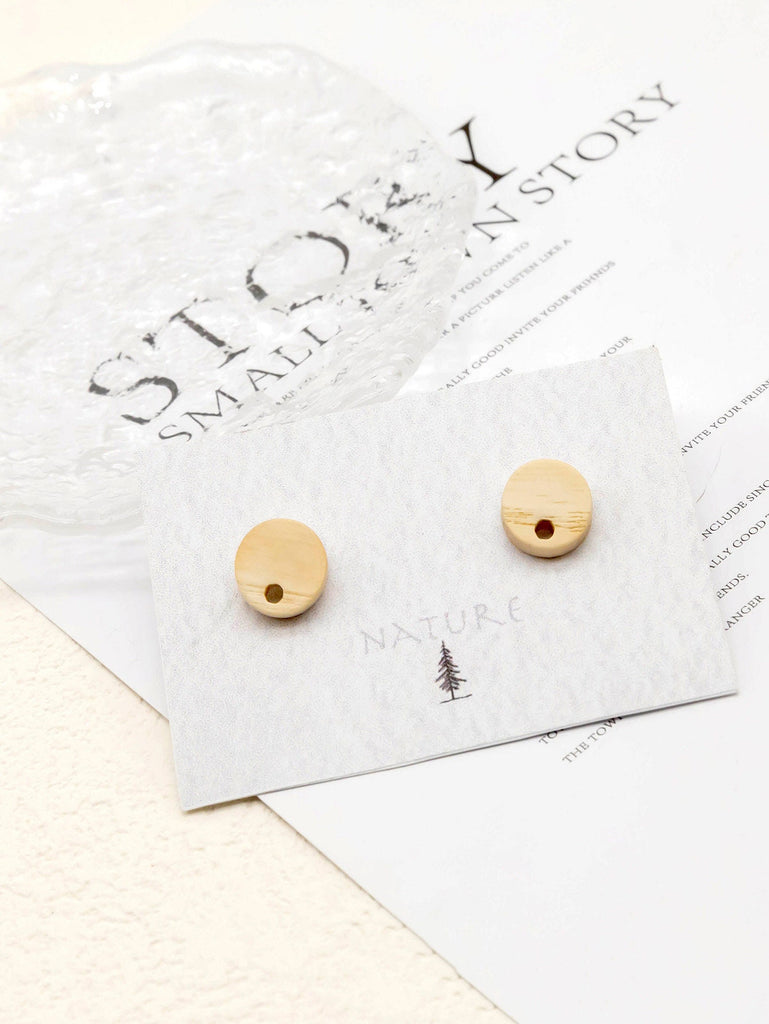 4 قطع من الأقراط الخشبية الدائرية، أقراط خشبية مستديرة للنساء، خشب الدردار المُعاد تدويره، خالية من النيكل، أقراط هندسية مميزة، JT903