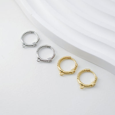 Helical zircon Earring Hoop, Gold Plated Huggie Hoop Earring with Loop, Huggie Hoops DIY Earring  Findings,Handmade Earring Supplies D0098
