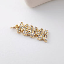 Load image into Gallery viewer, Cubic MAMA Connector, 18K Gold Plated Micro CZ Pave Connector Charm, Necklace Making Findings, Jewelry Finding Gift for Mom S1125
