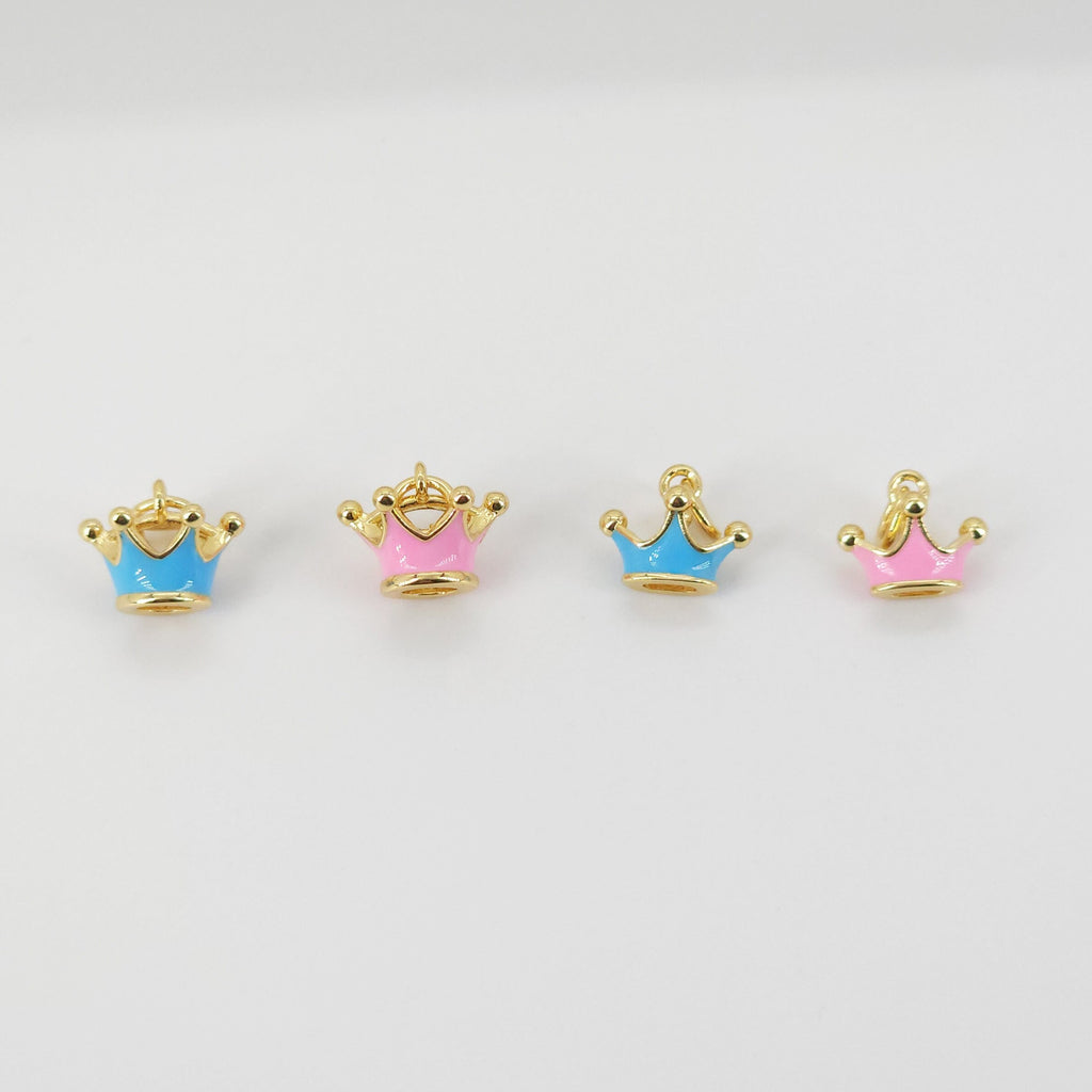 Dije de corona de esmalte, colgante de corona, chapado en oro de 18 quilates, dijes para hacer collares, accesorios de joyería S20690