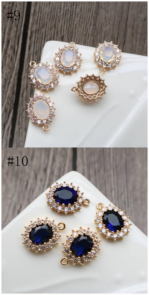 10pcs CZ charms, Cubic Zircon Crystal Pendant, Bracelet Necklace Pendant, 14K Real Gold Plated, Jewelry Findings HL119-F081