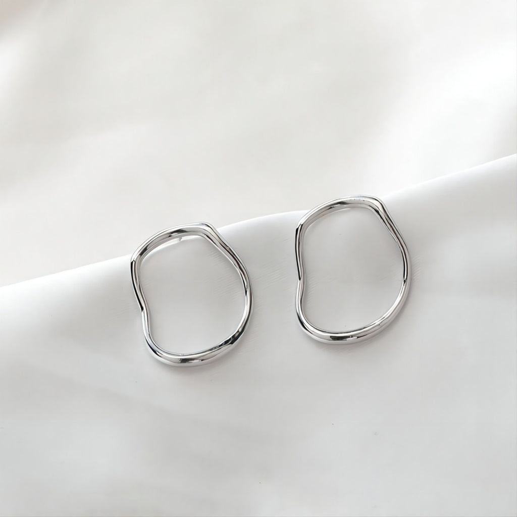 قرط أذن من الفضة الإسترليني عيار 925، دبوس أذن غير منتظم، خالٍ من النيكل، مشبك أذن ذهبي/فضي، قرط مضاد للحساسية JJ010