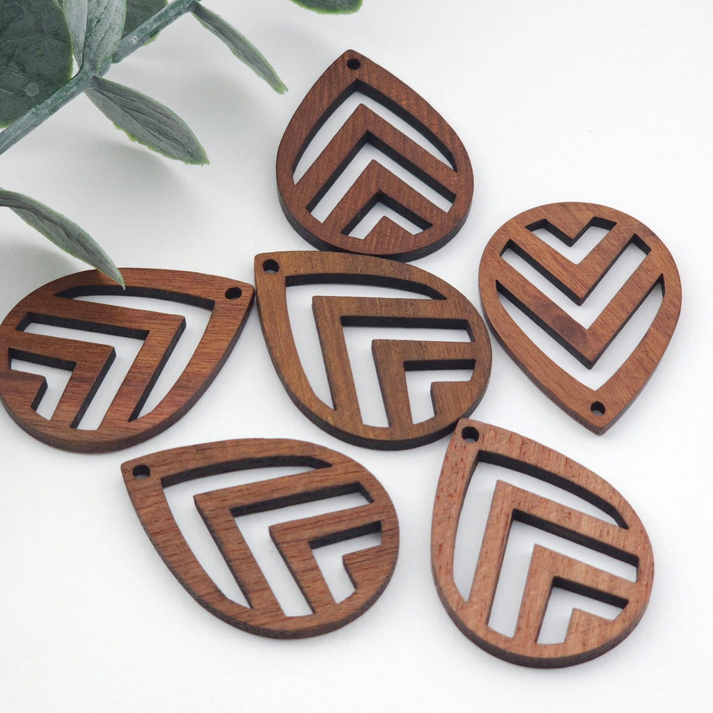 Teardrop Wood Charms, Drop Wooden Pendant, Reclaimed Walnut Wood, Geometric Statement Wood Earrings Diy Ideas JT977