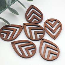 Load image into Gallery viewer, Teardrop Wood Charms, Drop Wooden Pendant, Reclaimed Walnut Wood, Geometric Statement Wood Earrings Diy Ideas JT977