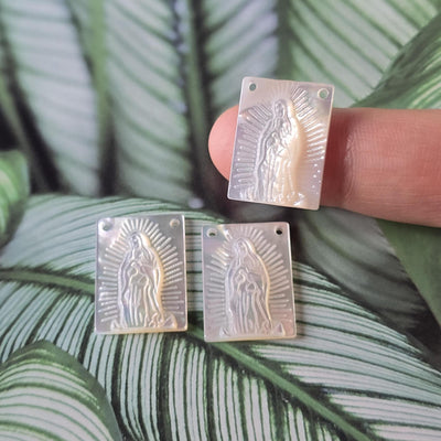 Maria White Mother-of-Pearl, MOP Shell Pendant, Engraved Maria White Nacre, Pearl Oyster, Rectangular Shell Jewelry Making Findings RY073