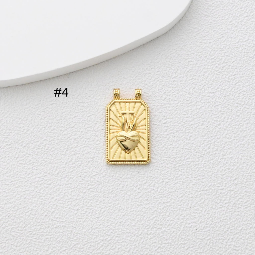 Heart Charm, 18K Gold Plated CZ Pave Eye Pendant, Necklace Making Charm, Jewelry Findings S1366