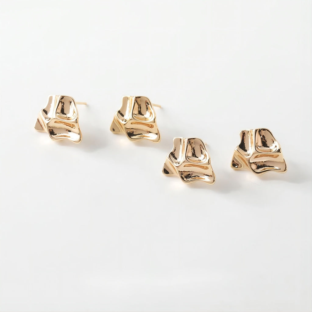 قرط ذو سطح محدب غير منتظم مع حلقة، أقراط من الذهب عيار 14 قيراطًا وفضة S925 خالية من النيكل، نتائج قرط مضادة للحساسية GE046