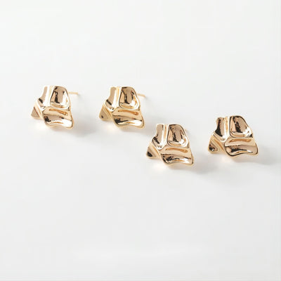 Poste para aretes con superficie convexa irregular y aro, pendientes de plata S925 en oro de 14 quilates sin níquel, accesorios hipoalergénicos GE046