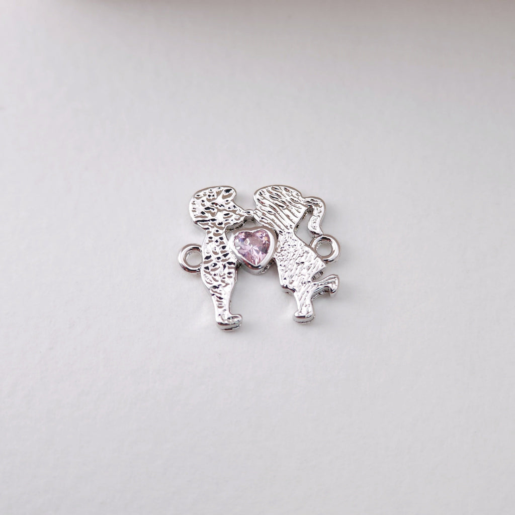 Lover Pendant, Pink CZ Pave Charm, 18K Gold Plated, Love Pendant, Necklace Making Pendants, Jewelry Findings S1221
