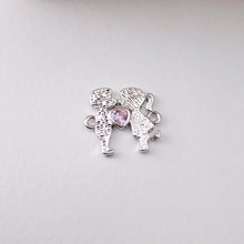 Load image into Gallery viewer, Lover Pendant, Pink CZ Pave Charm, 18K Gold Plated, Love Pendant, Necklace Making Pendants, Jewelry Findings S1221