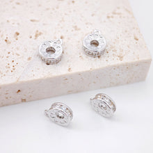 Load image into Gallery viewer, Round CZ Pave Charm, 18K Gold Plated Pendant for Bracelet Necklace Making, 7mm, Jewelry Finding S833