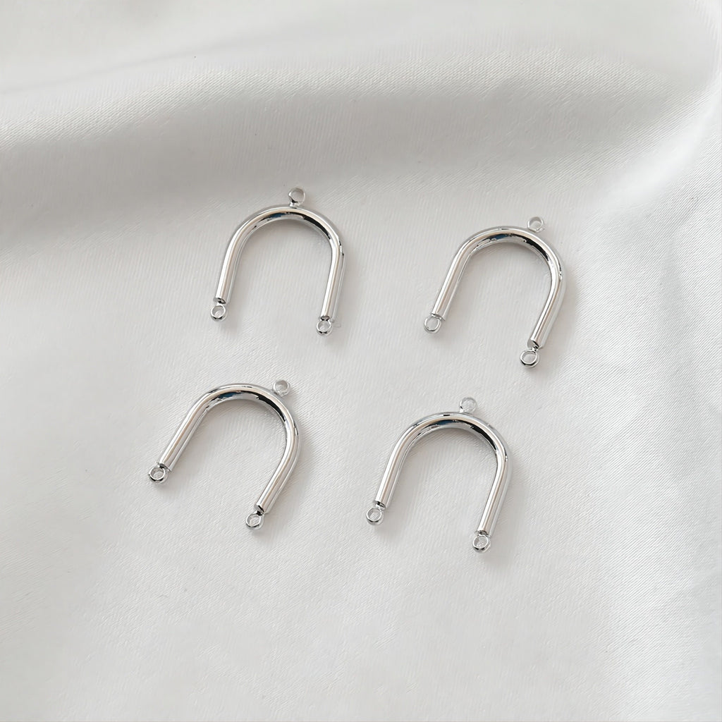 وصلة ذهبية مقوسة على شكل حرف U مع حلقات، نتائج صنع أقراط مطلية بالذهب عيار 14 قيراطًا، نتائج مجوهرات 13 × 17 مم JH009