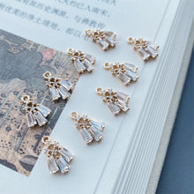 Load image into Gallery viewer, CZ Pave Fan Shape Charm, Cubic Zircon Crystal Fan Connector, CZ Earring Charm,Gold Plated Brass Earring Charms, Jewelry Findings STG011-F186