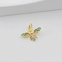 Load image into Gallery viewer, Bee Pendant, 18k Gold Plated, CZ Pave Pendant For Jewelry Making, Necklace Finding S20813