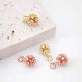 2PCS Tiny 3D Flower Charms, 18K Gold Plated Cubic Pave Charms, CZ Pave Pendant,  Necklace charms, Jewelry Findings S608