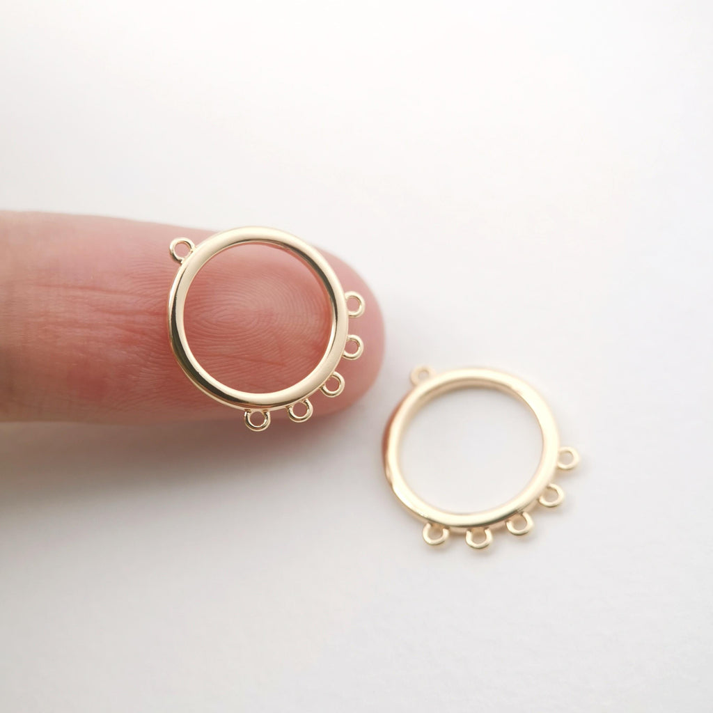 Conector geométrico, redondo, estrella, abanico y hoja, chapado en oro de 18 quilates, dijes, accesorios de joyería de 16 mm ZX079