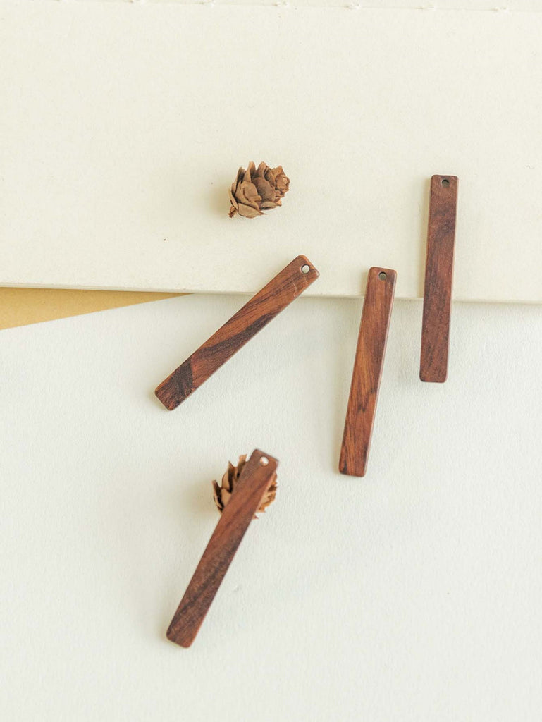 10PCS Long Rectangular Wooden Bar, Geometric Wooden Pendant, Necklace Making Findings JT048