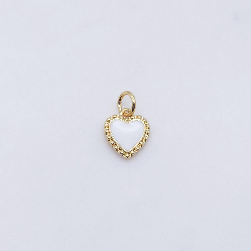 Enamel Heart Charm, 18K Gold Plated Heart Pendant, 10mm, Necklace Bracelet Making Pendant S20596