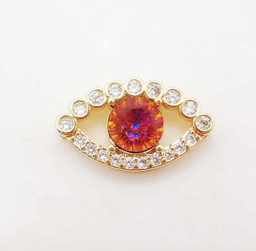 Evil Eye Charm, 18K Gold Plated Cubic Pave Charm, 14x23.5mm, Eye Pendant, Necklace Bracelet Making Charm, Jewelry Findings S1070