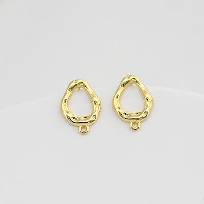 قرط أذن مطروق غير منتظم، ذهب/فضة عيار 18 قيراطًا، أقراط فضة S925 خالية من النيكل، قرط أذن مع حلقة D0424