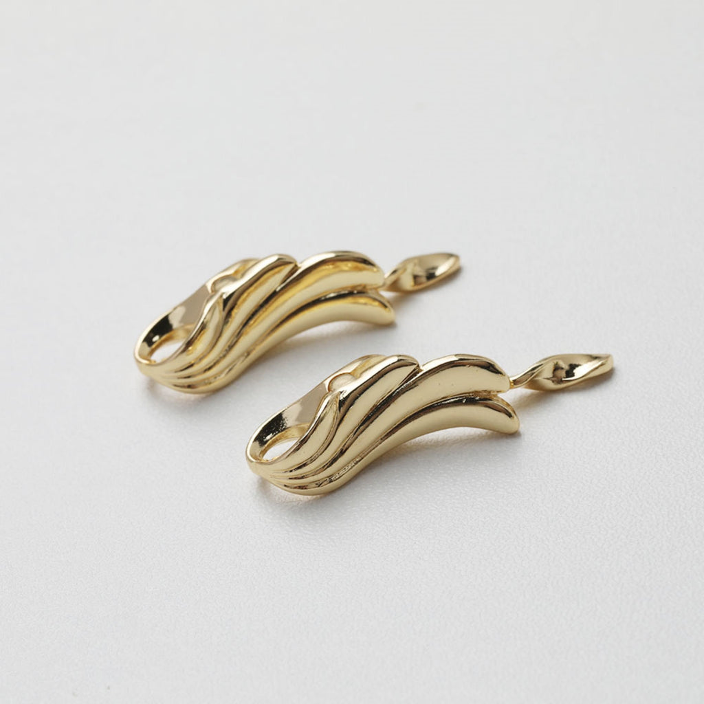 مشبك سوار ذهبي على شكل ريشة، موصل سلسلة وصلات، مطلي بالذهب/الفضة عيار 14 قيراطًا، صنع قلادة، العثور على الموصل GT028