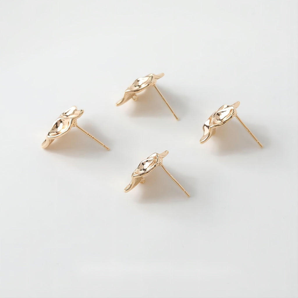 قرط ذو سطح محدب غير منتظم مع حلقة، أقراط من الذهب عيار 14 قيراطًا وفضة S925 خالية من النيكل، نتائج قرط مضادة للحساسية GE046