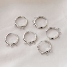 Load image into Gallery viewer, 10pcs- Gold round Ear Hoops with 3 loops,  14K Gold/ Silver Plated Leverback Earrings, Huggie Hoops Earring BB041