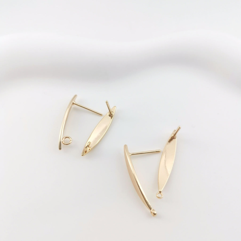 10pcs Gold leaves Earring Post With Loop, Nickel Free Earrings, Ear Stud Loop, Hypoallergenic Earring Findings ZX077