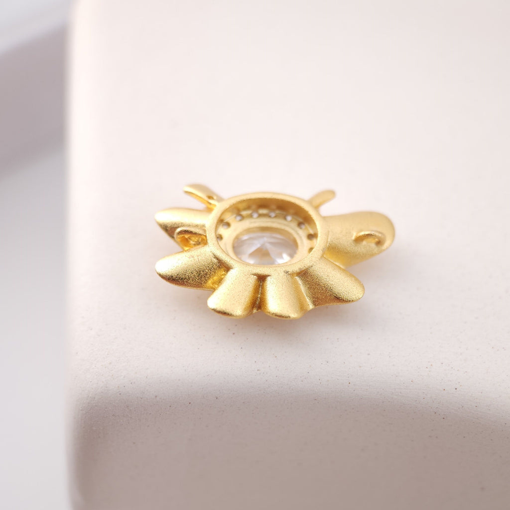 Dije irregular Danity con 2 anillas, colgante pavé de circonitas, accesorio para hacer pulseras y collares, chapado en oro mate S1167