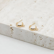 Load image into Gallery viewer, 10pcs- C Shape Earrings Post With Loop, 14K Gold Plated, Nickel Free Earrings, Ear Stud Loop, Hypoallergenic Earring Findings ZX126