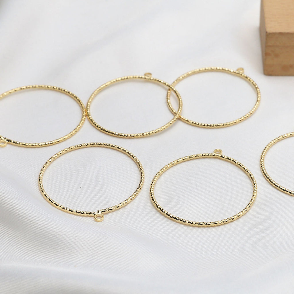 10pcs- 14K Gold Plated Circle Pendant with loop, 35mm, Nickel Free Circle Charm, Connectors, DIY Jewelry Making Findings BY018