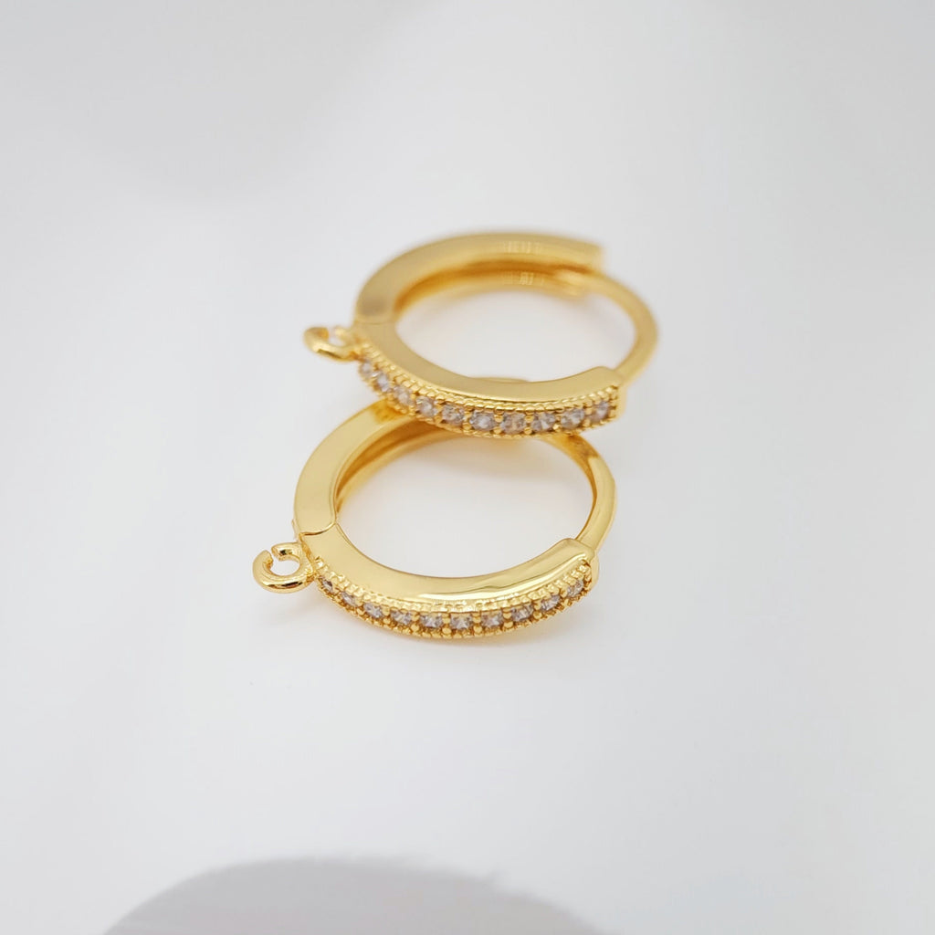 6PCS Crystal Cubic Ear Hoops, 15x16mm 18K Gold Plated Leverback Earrings, Huggie Hoops Earrings, earring findings for Jewelry Making S832