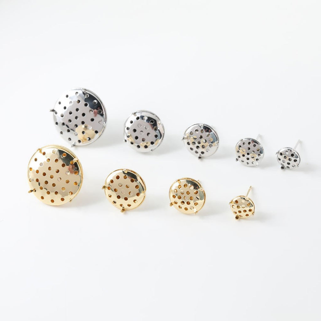 1 Pair- 14K Gold Round Post Stud, Round Stud Earring Nickel Free, 10mm, 12mm, Hypoallergenic Earring Findings GZ206