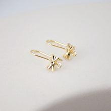 Load image into Gallery viewer, Bow Tie Ear Hooks, 18K Gold Earring Earring findings with loop, Fish Hooks, Ear Wires for Jewelry Making D0163