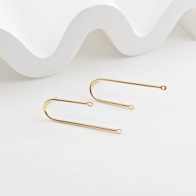 14K Gold U Shape Earring Post With 2 Loops, Arch Ear Studs, S925 Silver Ear Pin Nickel Free Earrings, Hypoallergenic Earring Findings ZX266