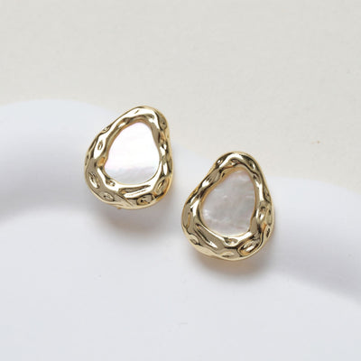Irregular Shell Earring Post, 14K Gold/Silver Plated, S925 Silver Pin Nickel Free Earrings, Hypoallergenic Earring Findings GZ368