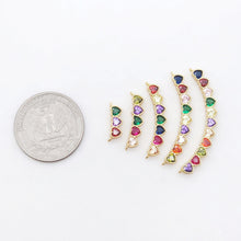 Load image into Gallery viewer, Heart Rainbow Cubic Tennis Connector, 4mm CZ, 18K Gold Plated CZ Pave Tennis Pendant, Bracelet Making Charm, Jewelry Findings S20538