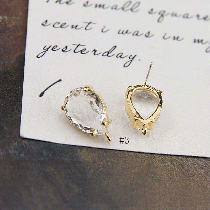 10pcs Oval Rectangular Cubic Pave Post With Loop, Nickel Free Earrings, Crystal Gemstone Stud, Hypoallergenic Earring Findings BY056-F237