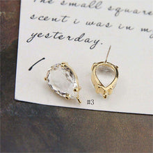 Load image into Gallery viewer, 10pcs Oval Rectangular Cubic Pave Post With Loop, Nickel Free Earrings, Crystal Gemstone Stud, Hypoallergenic Earring Findings BY056-F237