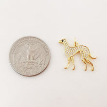 Load image into Gallery viewer, Greyhound Dog Charm, Cubic Pave Dog Pendant, 18K Gold Plated Pendant, Necklace Bracelet Making Charm, Jewelry Findings S1035