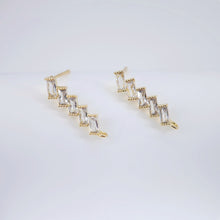 تحميل الصورة إلى عارض المعرض، أقراط مستطيلة من الزركونيا المكعبة، عمود مطلي بالذهب مع حلقة، نتائج أقراط اصنعها بنفسك، لوازم أقراط يدوية الصنع D0024