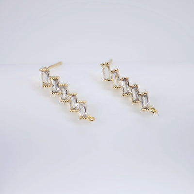 أقراط مستطيلة من الزركونيا المكعبة، عمود مطلي بالذهب مع حلقة، نتائج أقراط اصنعها بنفسك، لوازم أقراط يدوية الصنع D0024