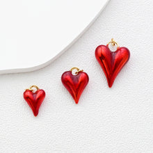 Load image into Gallery viewer, Red Heart Charms, 18K Gold Plated, 3D Love Pendant, Necklace And Bracelets Making Pendants, Jewelry Findings S1351