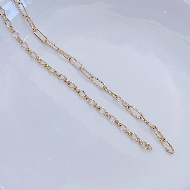 18K Gold Link Chain, Handmade DIY Accessories, 316L Stainless Steel, Sold in 0.5 Meters, ZD011