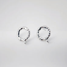 Load image into Gallery viewer, 18K Gold Hammered Circle Post With Loop, S925 Silver Pin, Round Stud Earring Nickel Free, 14.6*11.5mm, Hypoallergenic Earring Findings D0231