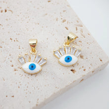 Load image into Gallery viewer, Enamel Cubic Evil Eye Charm, 18K Gold Plated Micro CZ Pave Eye Pendant, Necklace Making Charm, Jewelry Findings S915