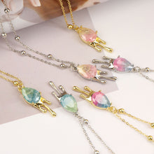 تحميل الصورة إلى عارض المعرض، سحر على شكل دمعة، ألوان متدرجة، سحر كريستالي، قلادة متدلية، صناعة قلادات السوار، نتائج مجوهرات مطلية بالذهب ZZ038