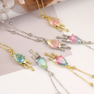 Teardrop Shape Charm, Gradient Color, Crystal Charm, Drop Pendant, Bracelet Necklace Making, Gold Plated Jewelry Findings ZZ038